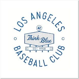Retro LA Baseball Club Stadium Logo (Blue) Posters and Art